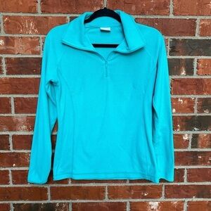 Columbia Womens Small Turquoise Blue Fleece Quarter Zip Pullover Sweater